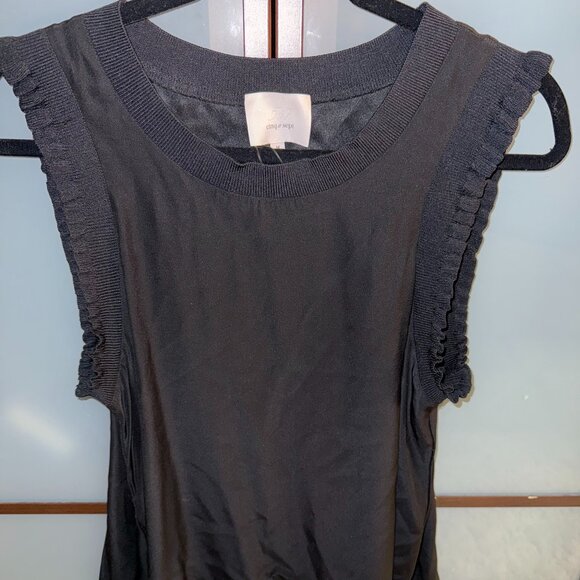 Black Sleeveless Ruffle Trim Top- Cinq A Sept - Picture 1 of 6